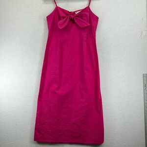 Lush Maxi Dress Sz L Fushia Spaghetti Straps 
Front Tie/Bow Side Slit Like New